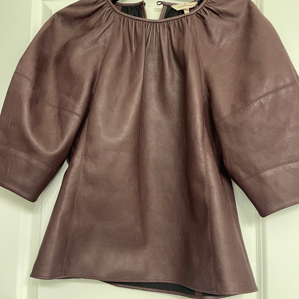 Rebecca Taylor 3/4 Sleeve vegan leather top - Picture 4 of 4